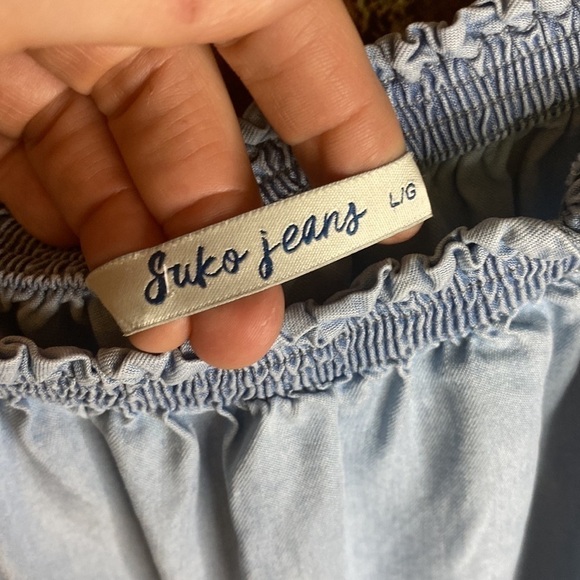 Suko Light Denim Colour Cropped Off The Shoulder Top Size L - Picture 5 of 7